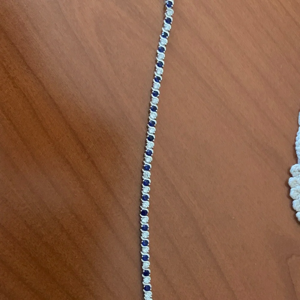 Elegant Blue and White Tennis Bracelet
